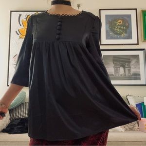 capacity unlimited black satin goth babydoll top / size medium